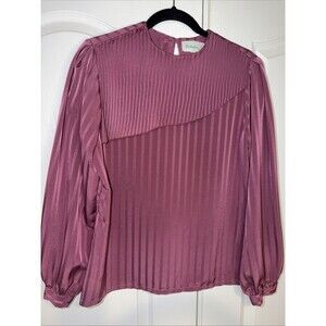 Vintage Bethany Blouse Womens 11/12 Purple Retro 70s Dainty Secretary to Disco